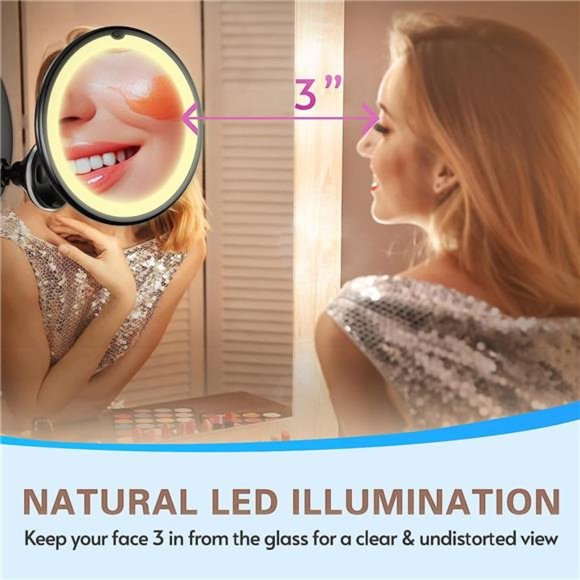 Upgraded 10x Magnifying Lighted Makeup Mirror with Touch Control, Powerful - Picture 5 of 6